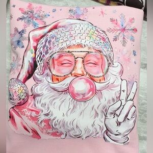 Pink Santa Graphic Sweatshirt